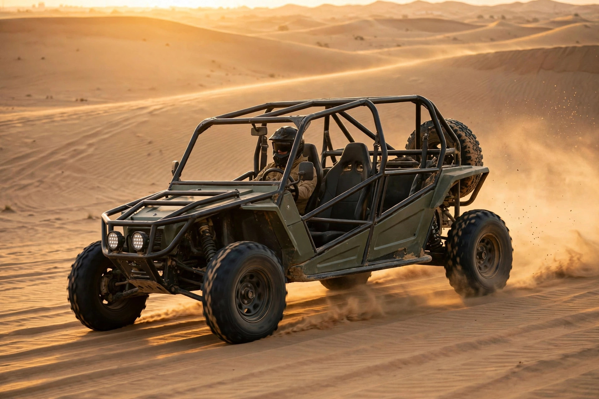 Dune buggy driving on Dubai desert sand